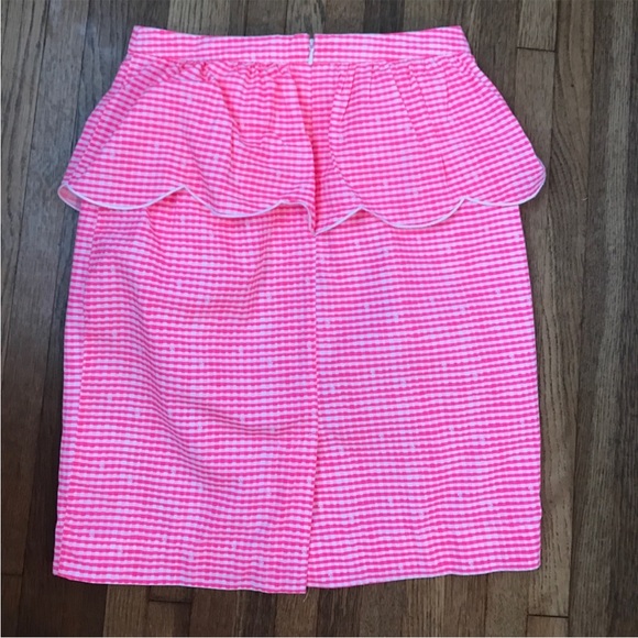 Lilly Pulitzer “Thyme” Pink Gingham Plaid Scallop Peplum Pencil Skirt EUC - Picture 4 of 9